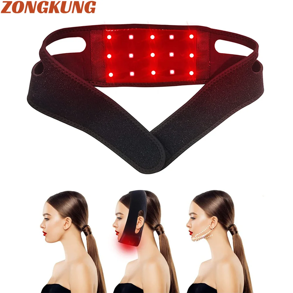 Led Healing Light Therapy Band 660nm & 850nm Near Infrared Light Face Wrap for Neck Chin Slimming
