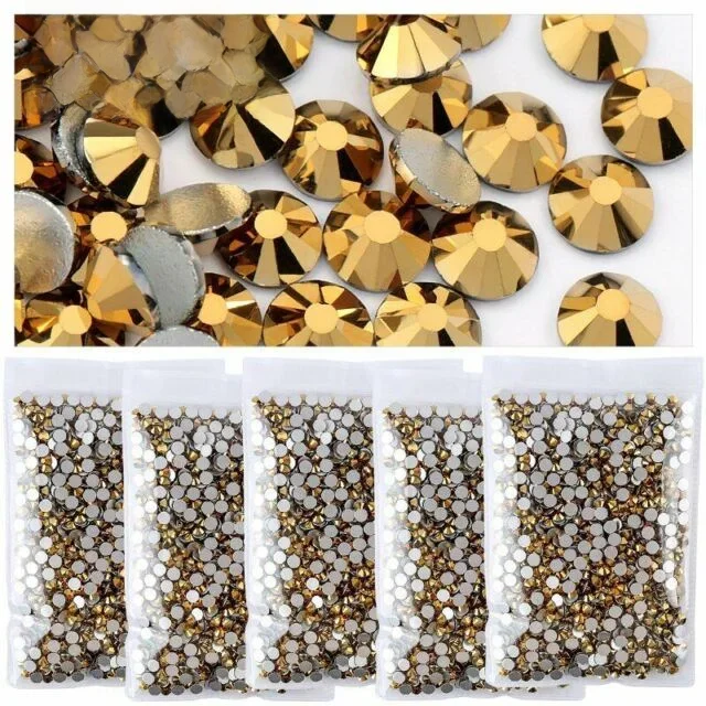 Mine Gold 1440pcs SS10 SS12 SS16 SS20 Non Hotfix Rhinestones Crystal Loose Flatback Glass Rhinestone