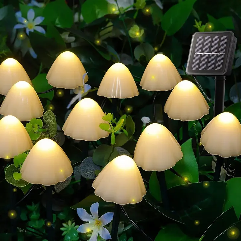Set Of 10/20Pcs 8 Modes Mushroom Solar Lights Solar Pathway Lights Outdoor Fairy  Light For Garden