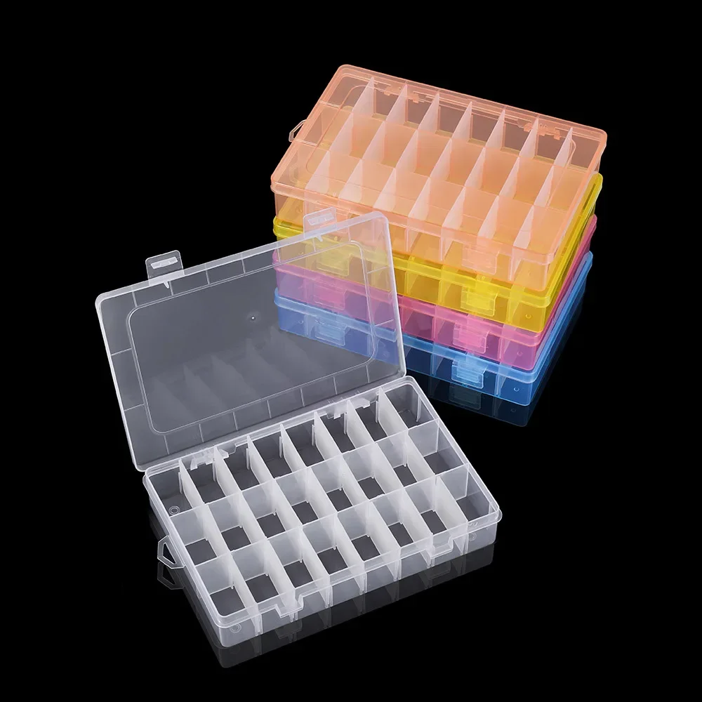 24 Grids Adjustable Plastic Jewelry Beads Accessories Storage Boxs Case Jewelry Display Beads