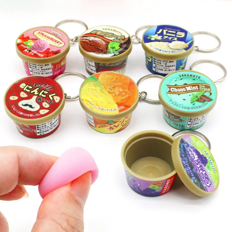 Funny Japanese Miniature Keychain Ice Cream Cone Slow Rebound Pinch Pendant Creative Food Play