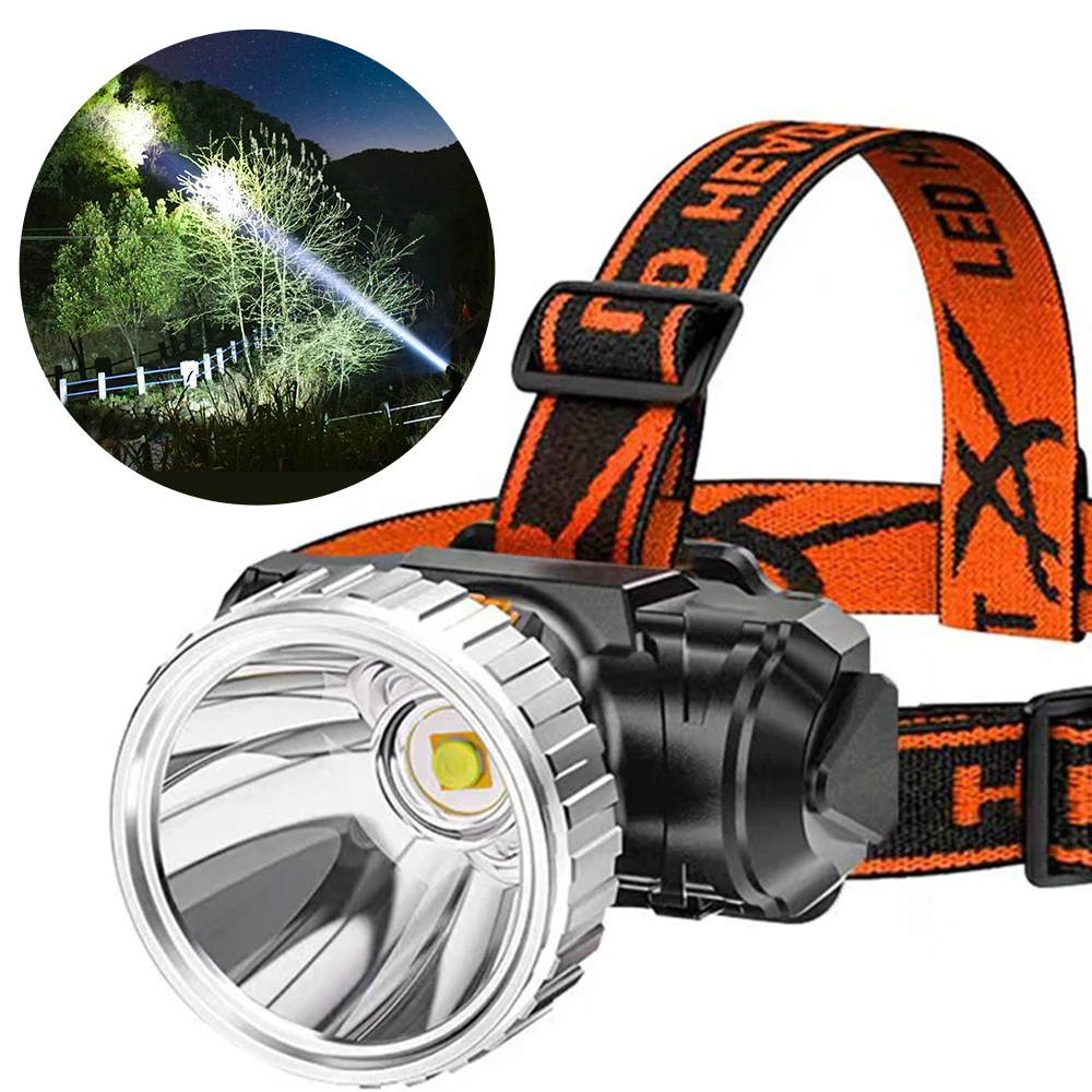 Powerful  LED Headlamp Outdoor Fishing Headlight USB Rechargeable Head Lamp Camping  Mining Light