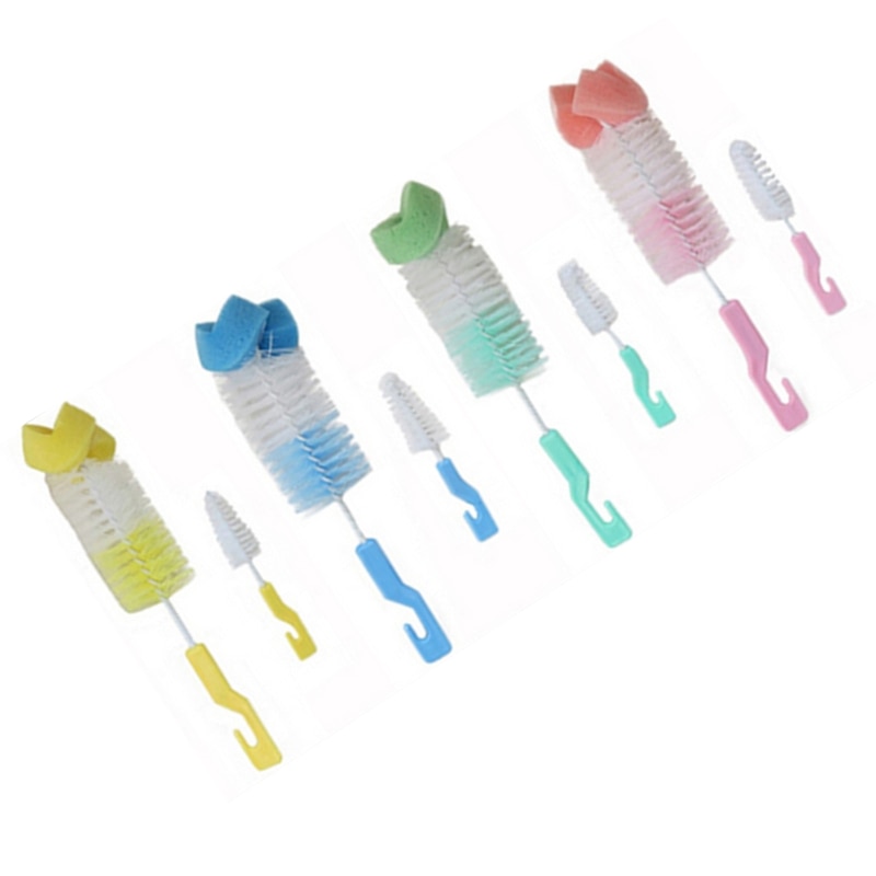 Upgrade 360° Rotating Handle Baby Bottle Nipple Brush Set Easy Cleanup