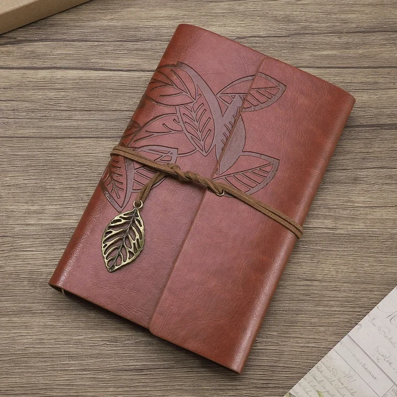 A6 Vintage Travelers binder Notebook Blank Kraft Diary PU Leather Loose leaf Notepad Journal