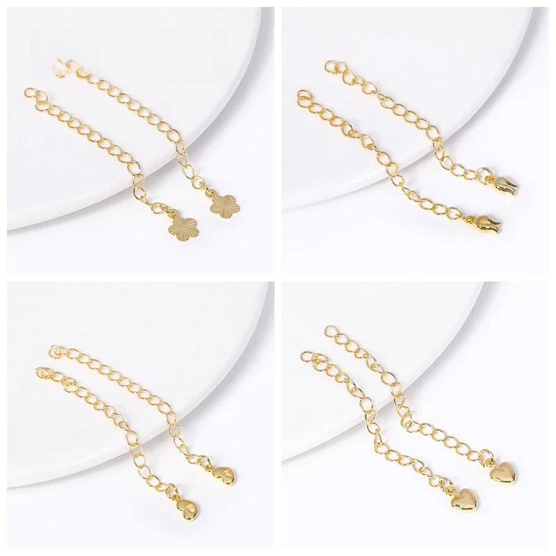18K Gold Plated Brass Metal Extension Chains Bracelet Necklace Extend Tail Chains Connectors DIY