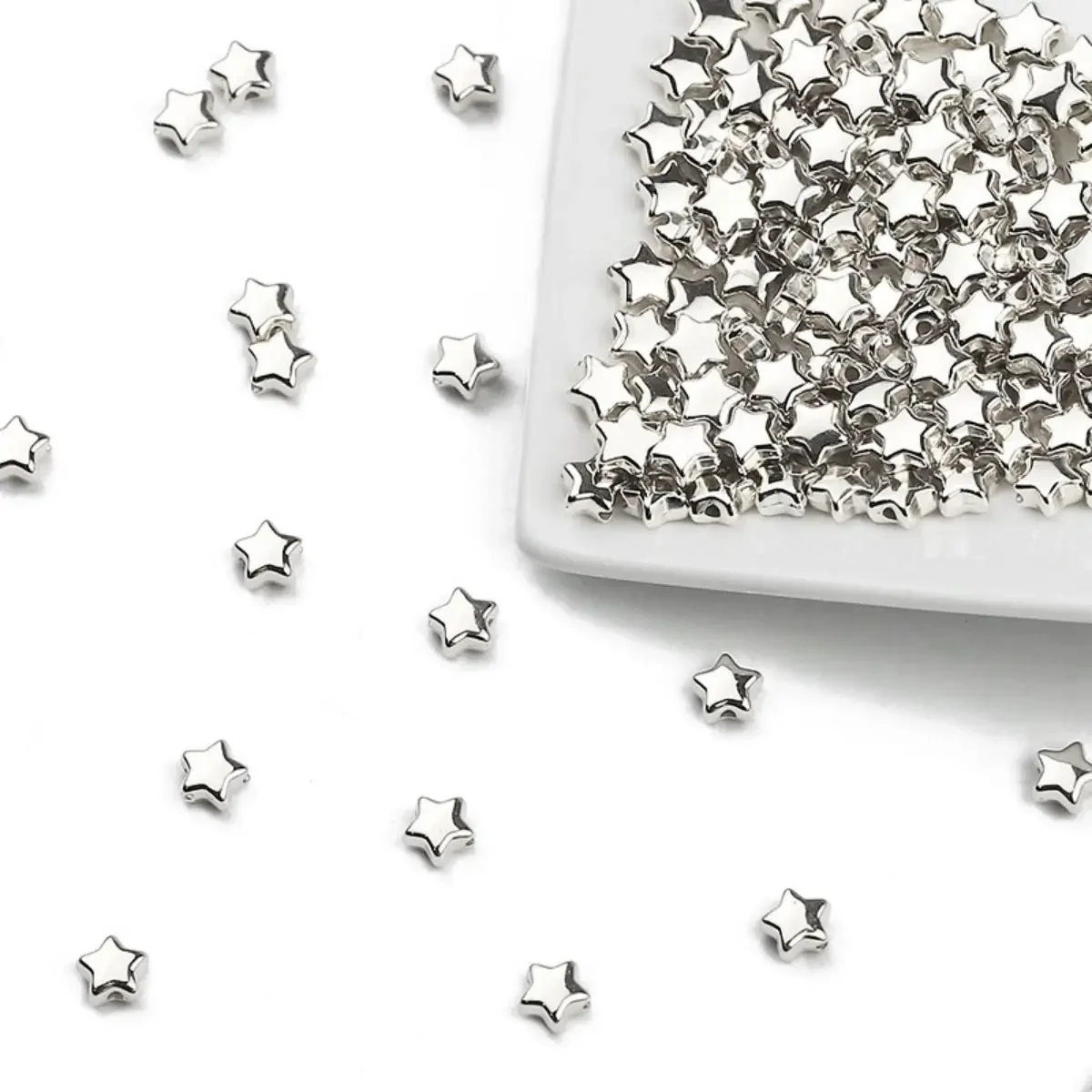 6mm 100~400pcs Star Shape CCB Beaded Gold Silver Plated Loose Beads For Jewelry Making DIY Necklace