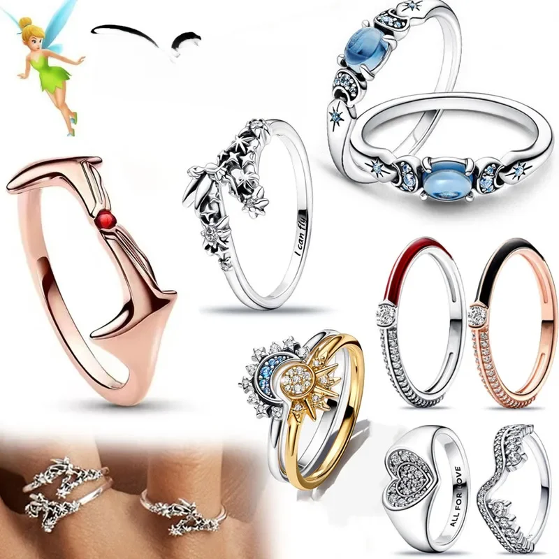 2023 New Disney Minnie Mouse Sparkling Princess Flower Daisy Ring Original Festival Jewelry Gift
