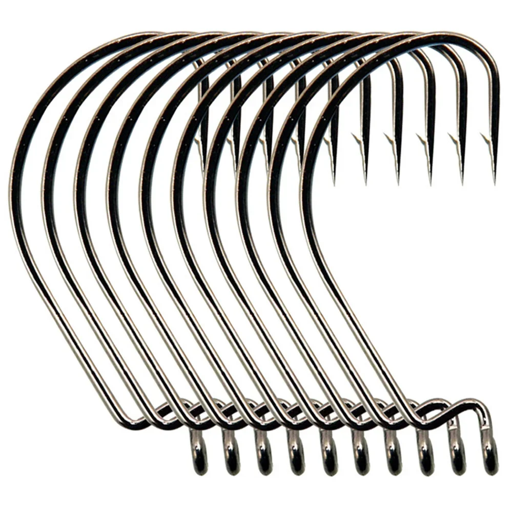 10 PCS BKK Wide Gap Worm Fishing Hook Jig Crank Offset High Carbon Steel Hook Barbed Fishhook For