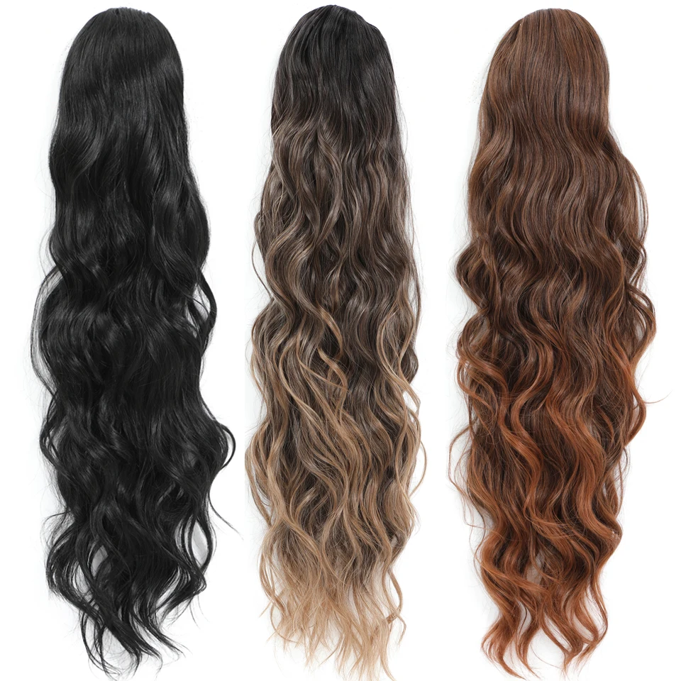 Gladys Synthetic Long Body Wavy Drawstring Ponytail for Women Synthetic Wave Hair Extension Clip in
