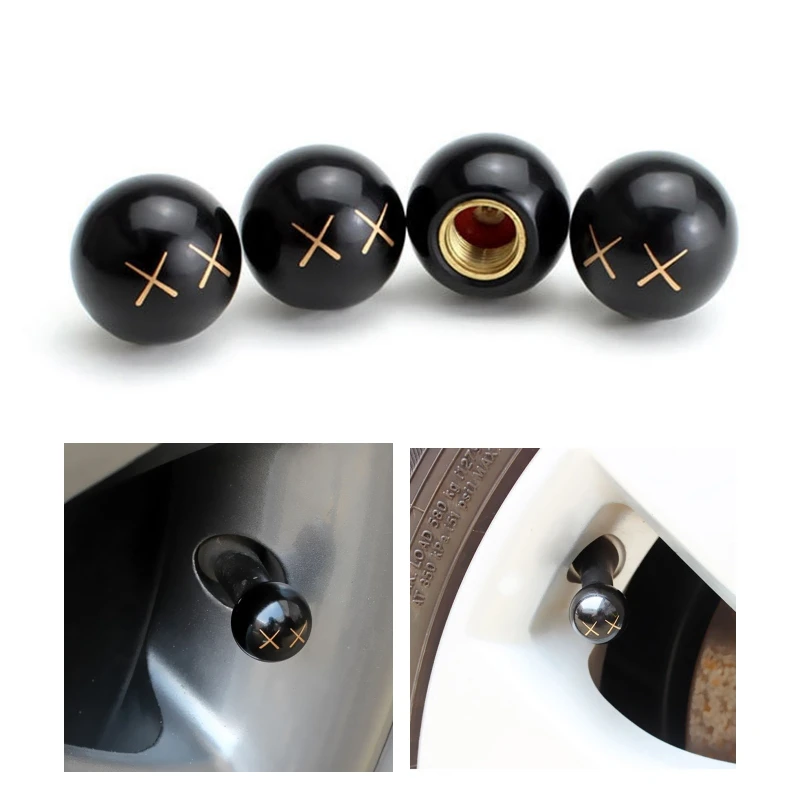 4Pcs Wheel Tire Air Valve Caps Ball Simple Dust Theftproof Auto Truck Bike ATV Car Van Dustproof