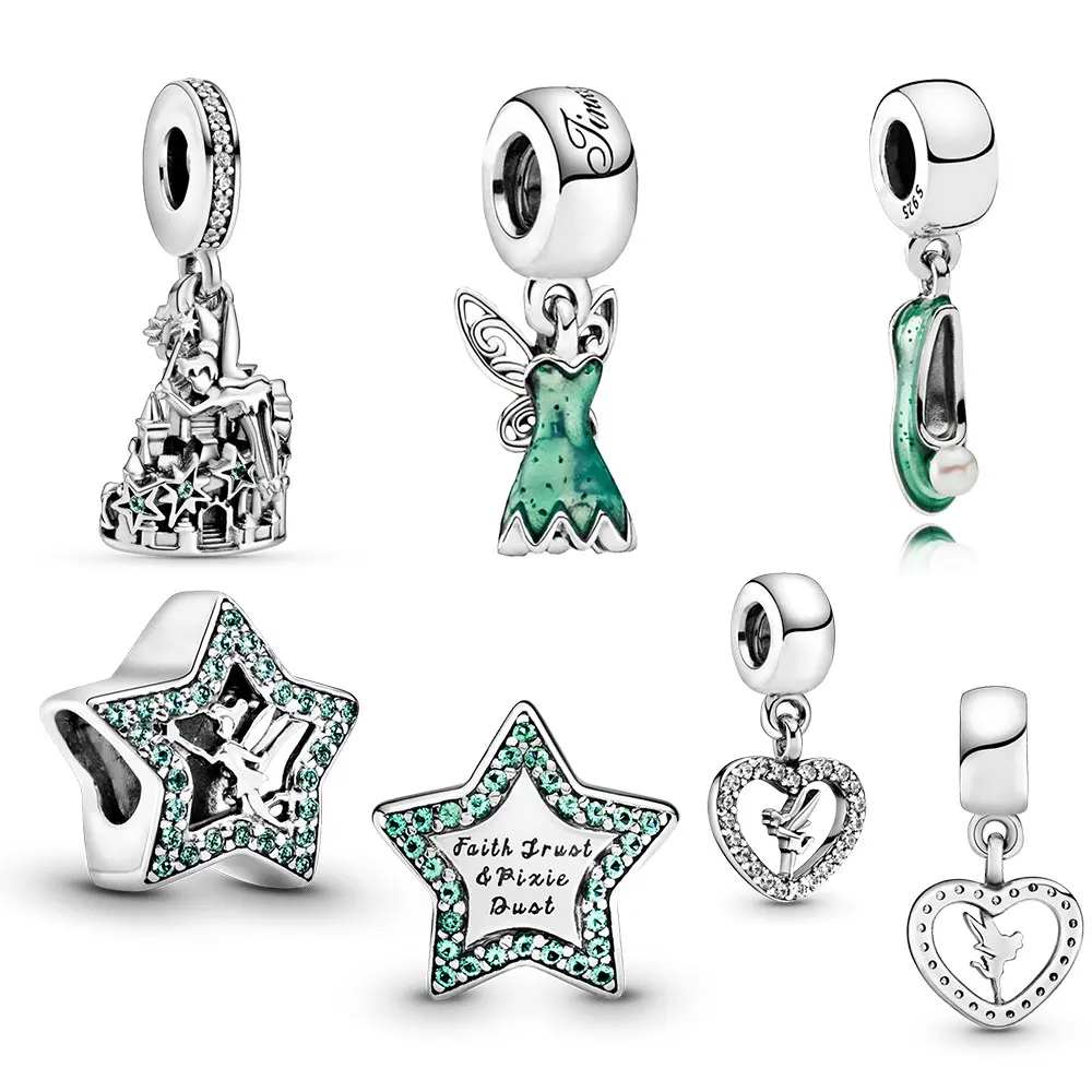 Princess Dress Dangle Charm For Women Magic Castle Star Heart Pendant Fit Original Bracelet  Jewelry