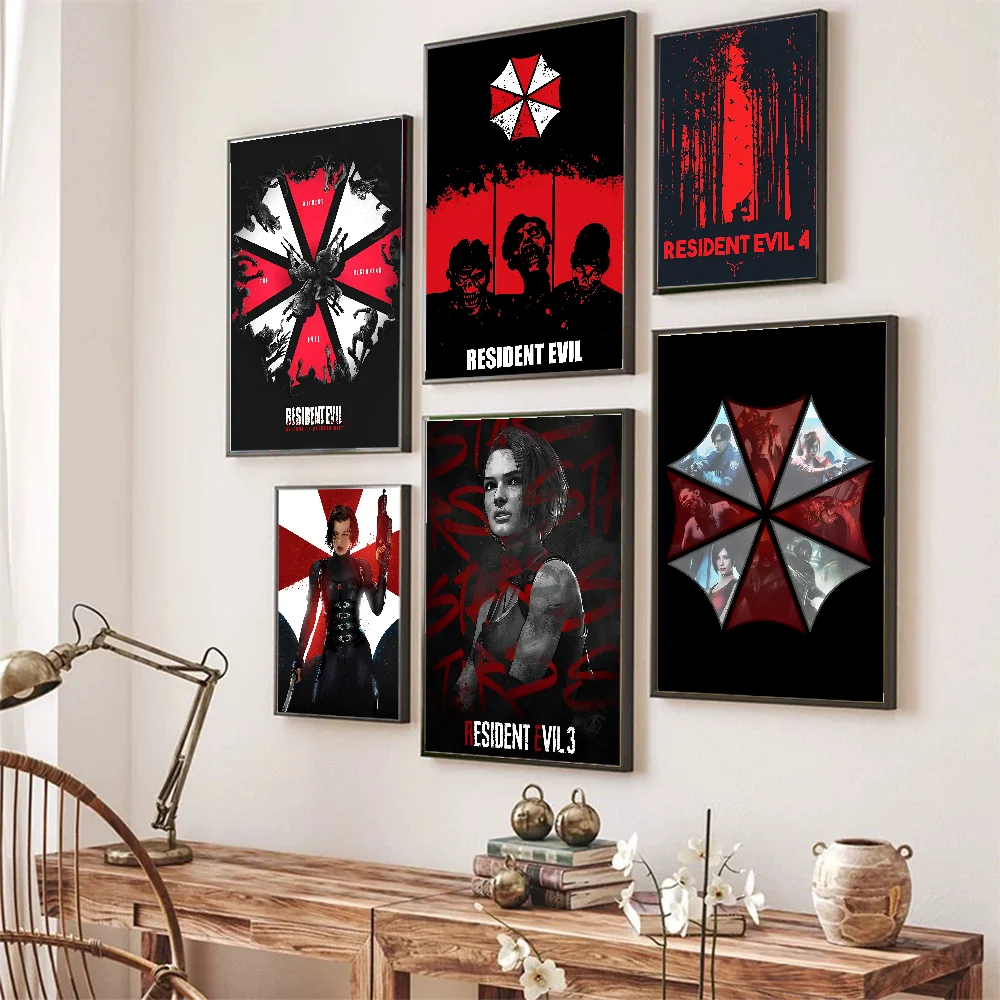 Resident-Evil  Poster Self-adhesive Art Poster Retro Kraft Paper Sticker DIY Room Bar Cafe Vintage