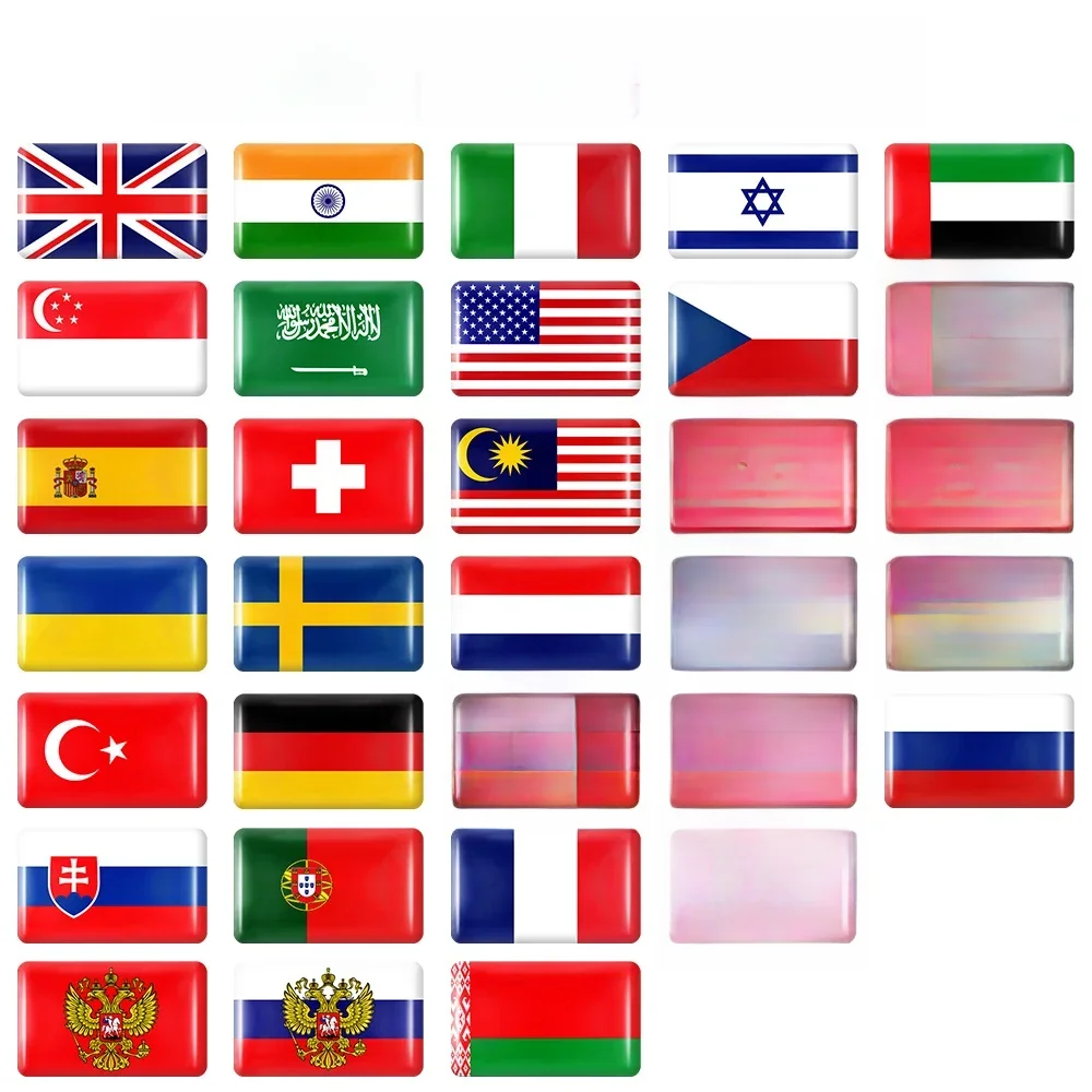 10pcs Epoxy Flags Stickers Car Interior Decoration Decal for United Arab Emirates Thailand