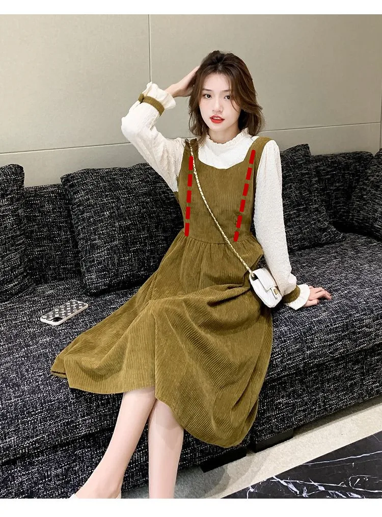 Autumn Winter Postpartum Woman Breastfeeding Dress Long Flare Sleeve Patchwork Ruffles Collar