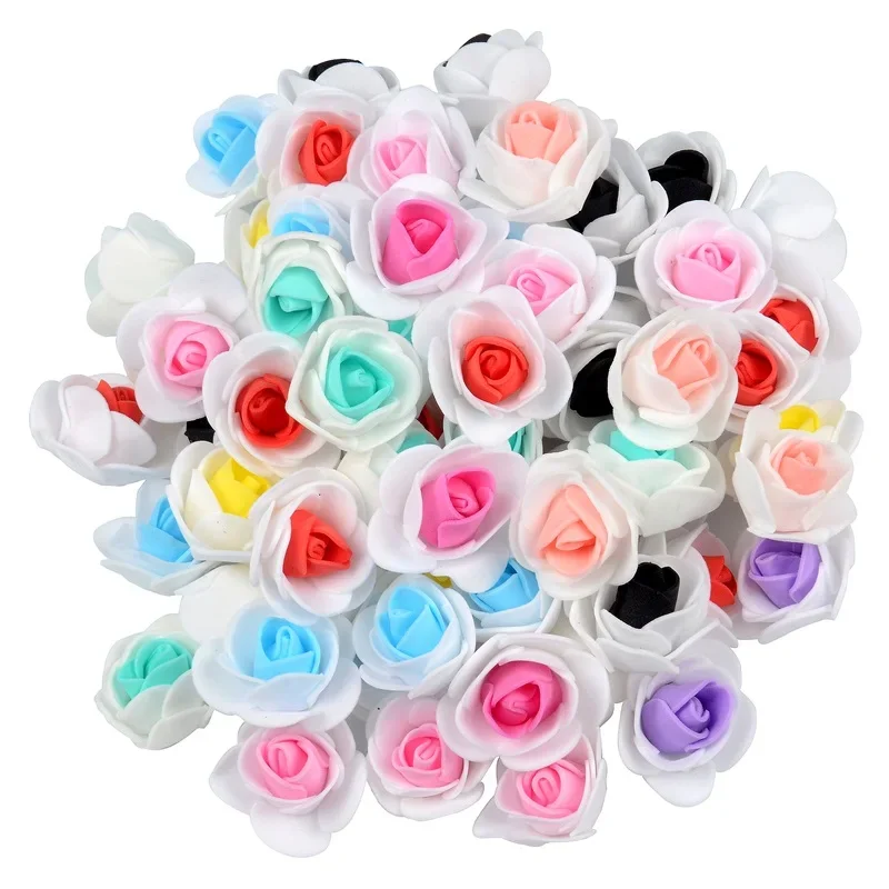 500pcs 3cm Mini Double color Artificial Pe Foam Rose Flower Heads For Wedding Decoration Handmade
