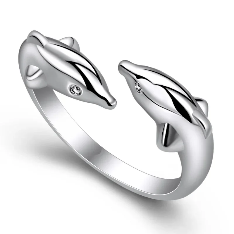 Silver Color Dolphin Ring Simplicity Fashion Exquisite Student Girlfriend Jewelry Accessories