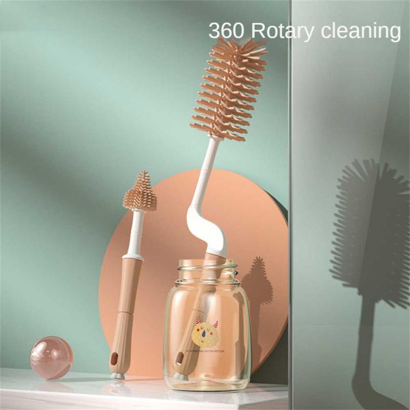 Bottle Brush Food Grade 360° Rotation Cleaning Tools No Dead Ends Liquid Household Products Cleaning Brush Turnable Handheld