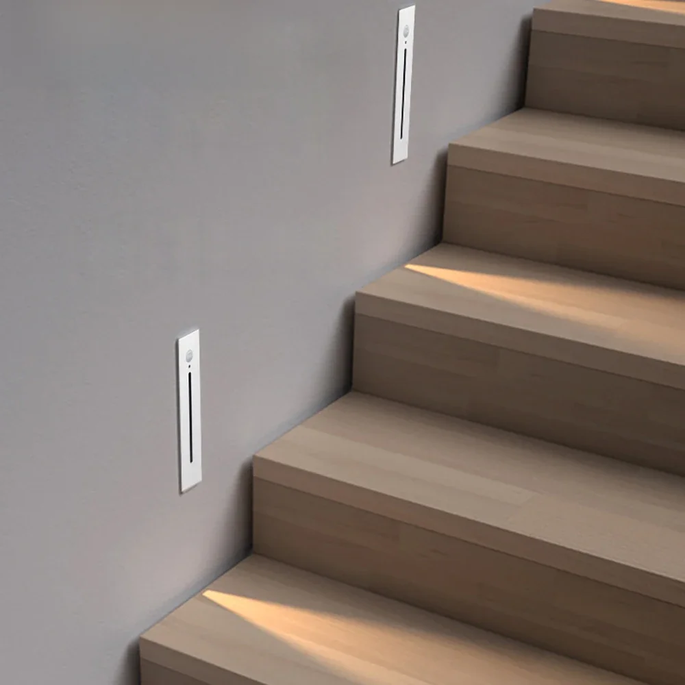 SANDIY Smart Stair Lighting Motion Sensor Wall Lamp Recessed Step Lights Movement Detect Nightlights