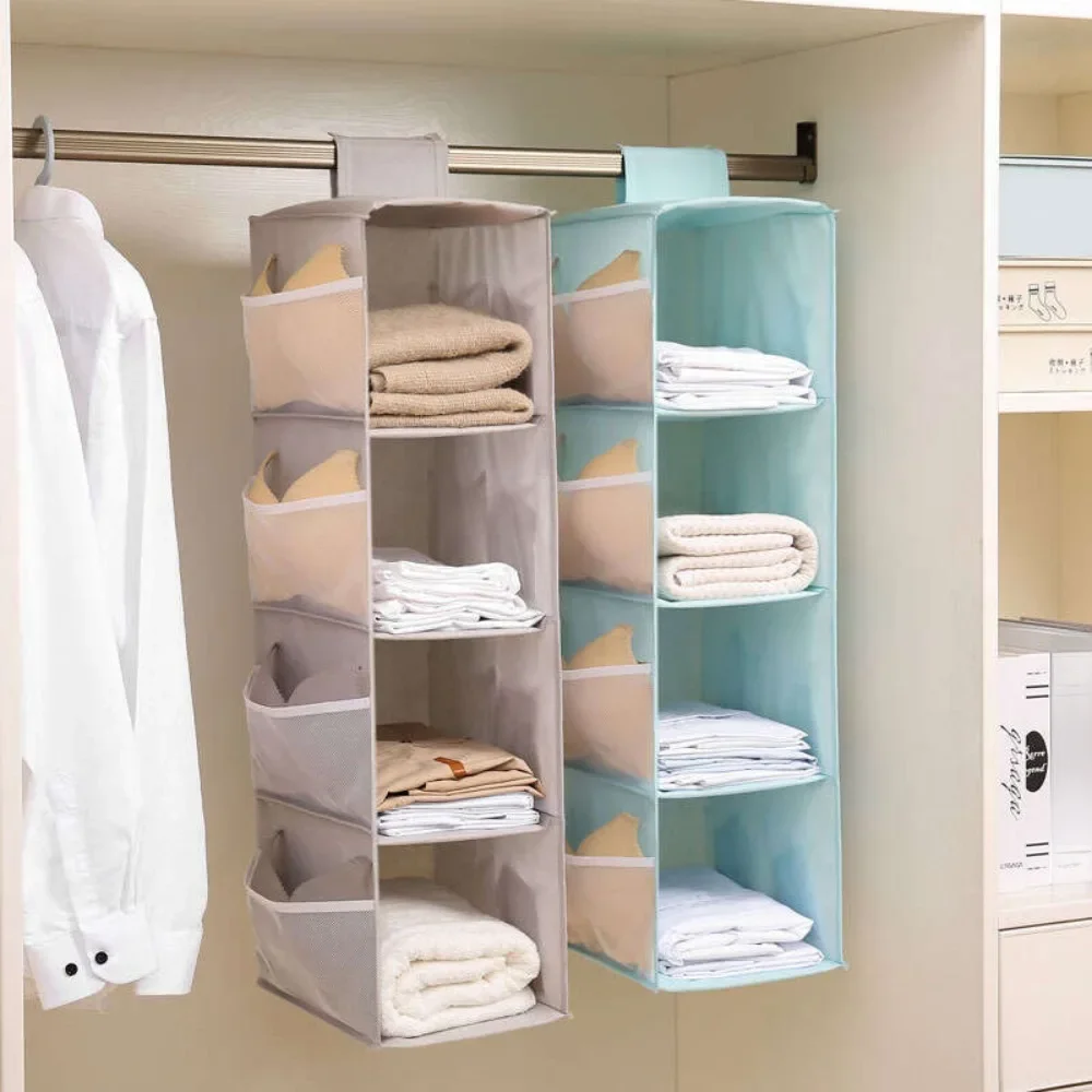 Non-woven Washable Wardrobe Multi-layer Folding Hanging Bra Storage Bag Underwear Socks Clothes
