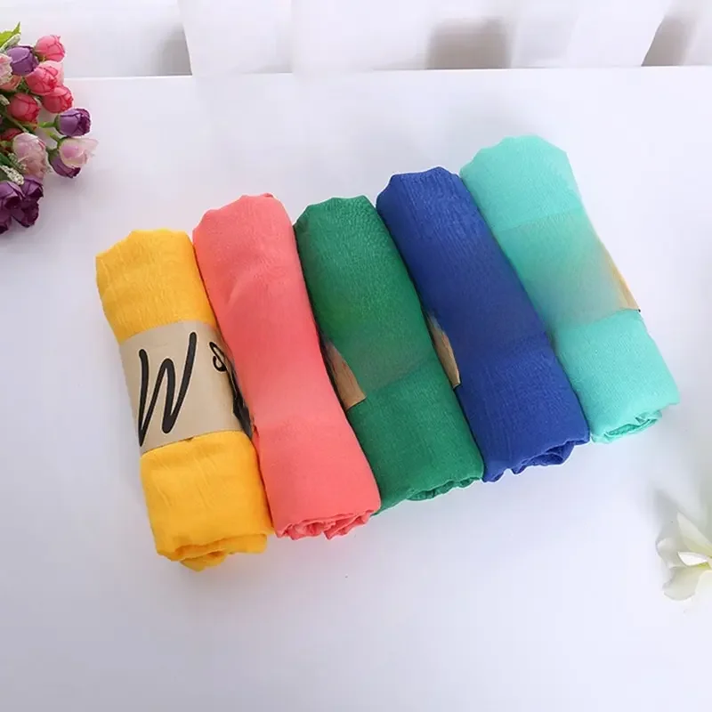 Breathable Cotton Hijabs Scarf 180x50cm Lady Shawls Muslim Head Wraps Women Hair Cover Scarves