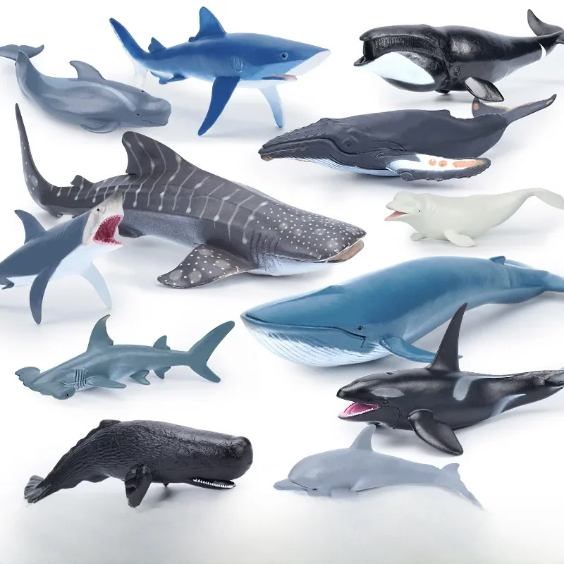 Simulation Marine Sea Life Whale Figurines Shark Cachalot Action Figures Ocean Animal Model Dolphin