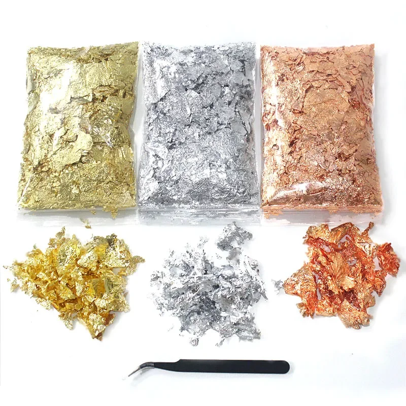 1-5g Imitation Gold Foil Sequins Glitter Foil Paper Nail Art Candle Making Epoxy Resin Filling