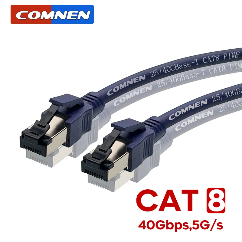 COMNEN CAT8 Ethernet Cable Rj45 0.2-10m 40Gbps 2000MHz CAT 8 Networking PVC Internet Lan Cord for