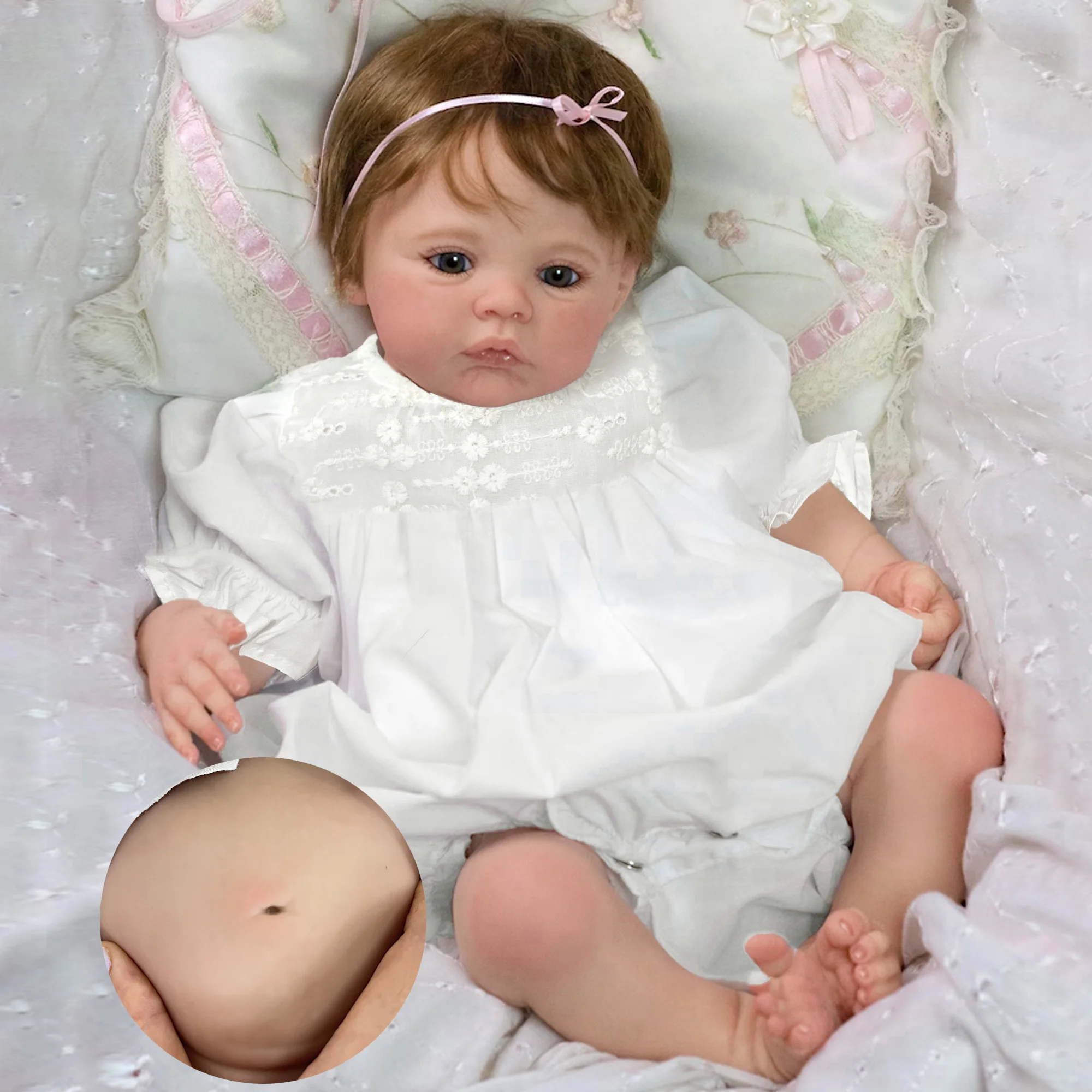 45cm Cuddly Whold Body Silicone Viny Meadow Bebe Reborn Girl Handmade Lifelike Real Art Newborn Baby
