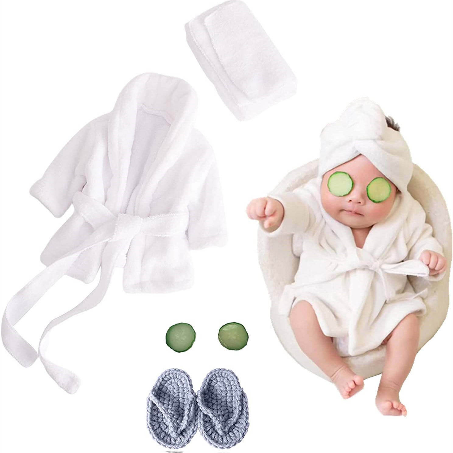 New born Baby Girls Gift Photo Props Soft Bathrobes with Towel Sets for Boys Photography Clothes Set Photo Shoot Shower gift