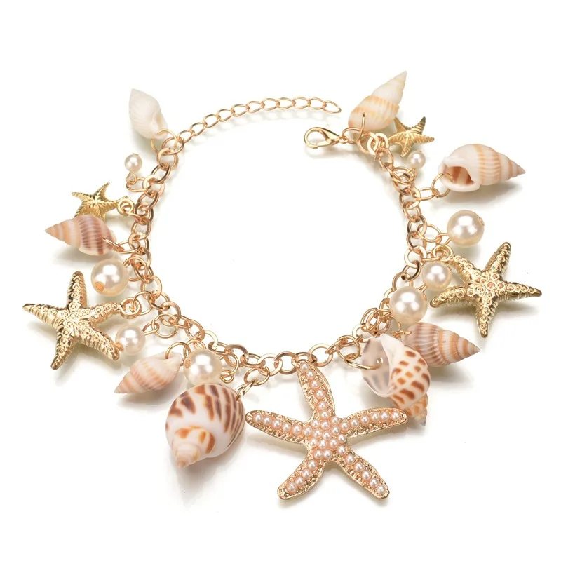 Bohemian Beach Style Bracelet For Women Starfish Shell Charm Bangle Girls Summer Fashion Jewelry