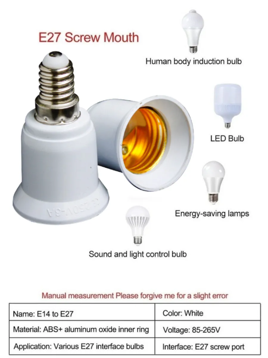 E14 To E27 Lamp Holder Adapter Conversion Socket Fireproof Plastic Lamp Holder Converter High