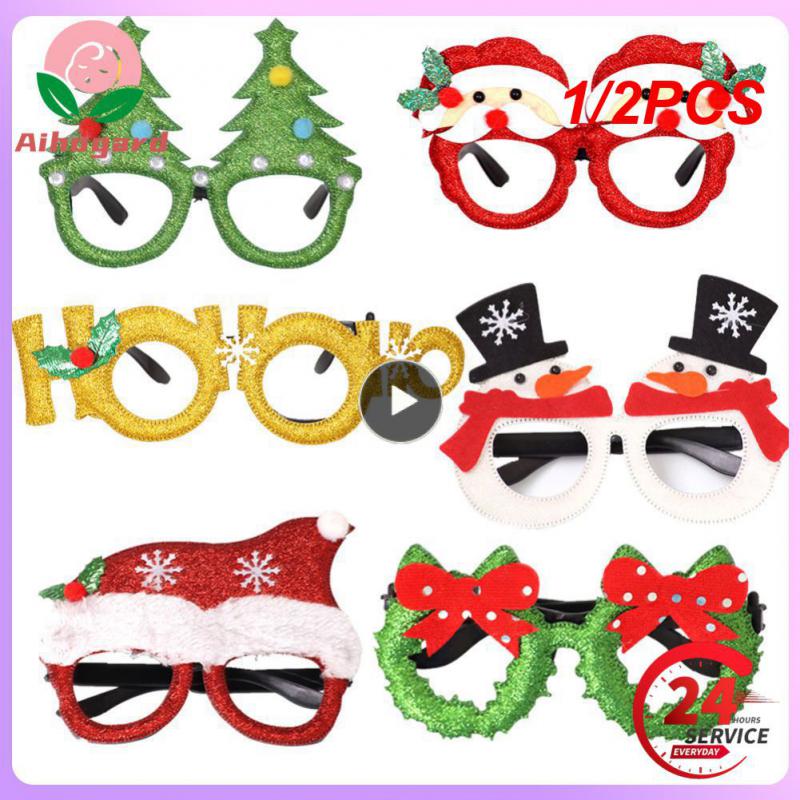 1/2PCS Christmas Decorations 2023 Christmas Glasses Frame Kids Christmas Gift Snowman Antlers Glasses Kids Accessories