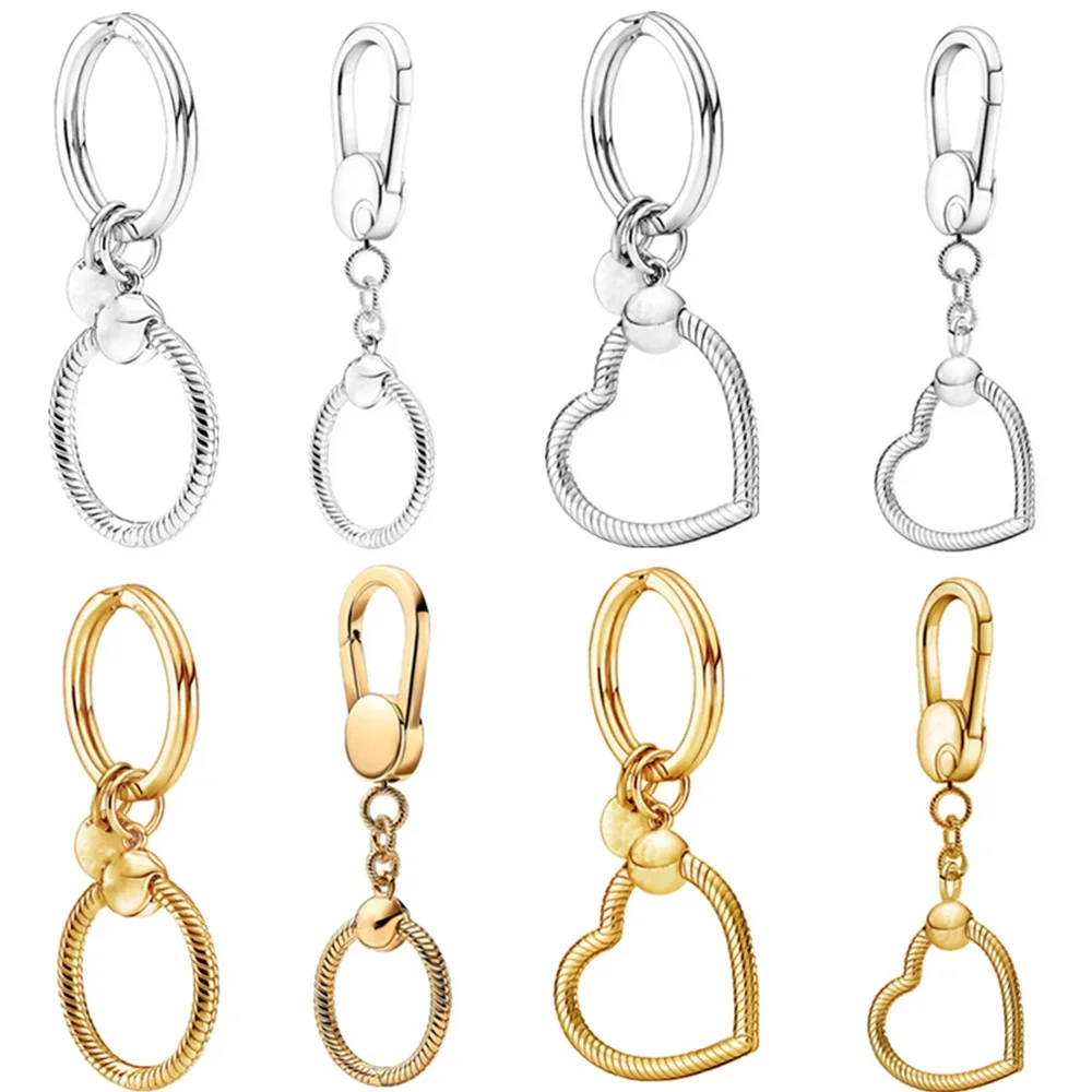2023 New Silver Colour Jewelry Fashion Gold Key Ring Key Chain Fit Original Pandora Charms & Pendant