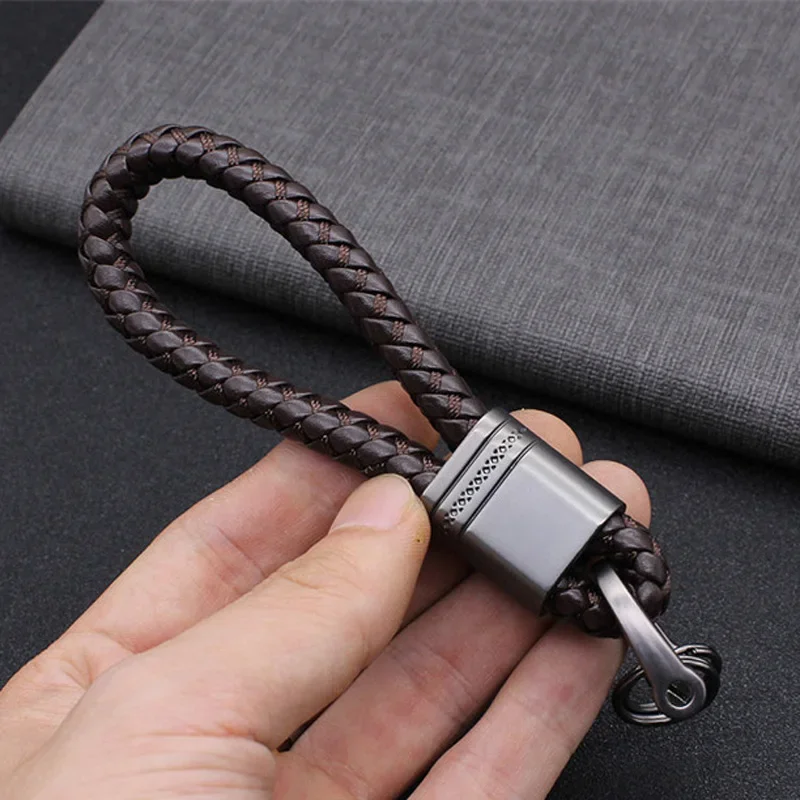Hand-Woven Key Ring Leather Car KeyChain Men Women Rope Key Chain Waist Keyring Charm Key Holder