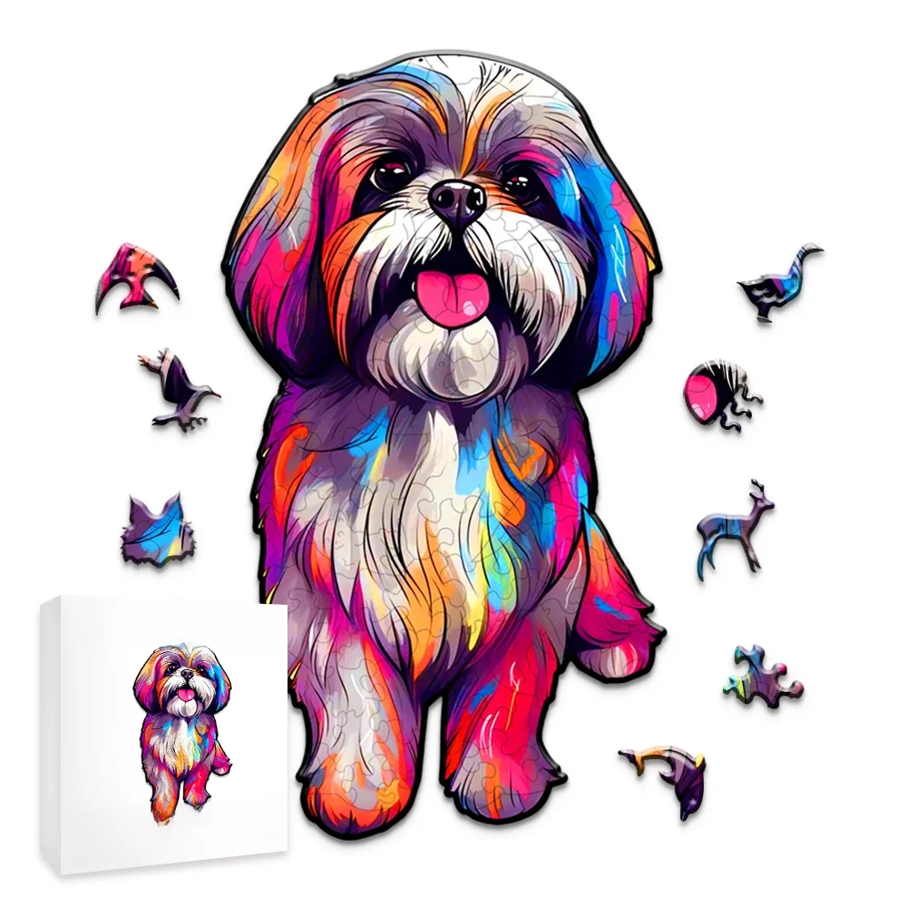 Children's Animal Wooden Puzzle Dog 3D Wooden Crafts Circular Festival Gift Children's Toys Jigsaw