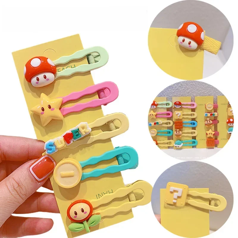 Super Mario Bros Print Hair Accessories Cute Colorful Hairpins Korean Princess Hair Barrette Cartoon