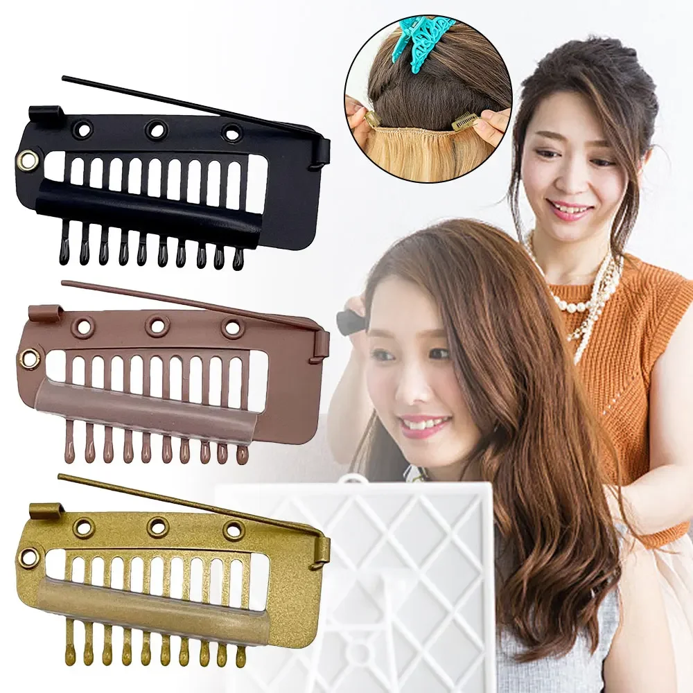 10Pcs Stainless Steel Chunni Dupatta Wig Clips with Safety Pin 10-Teeth Strong Chunni Grip Hair Clip