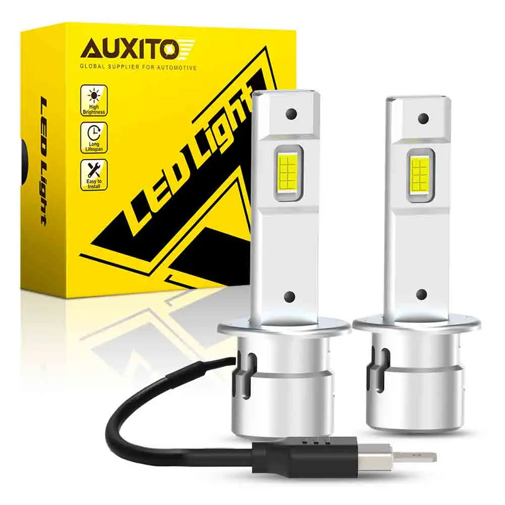 AUXITO 2Pcs H1 Led Canbus No Error High Beam Headlight Bulbs Super Bright with Fan CSP Chip Auto