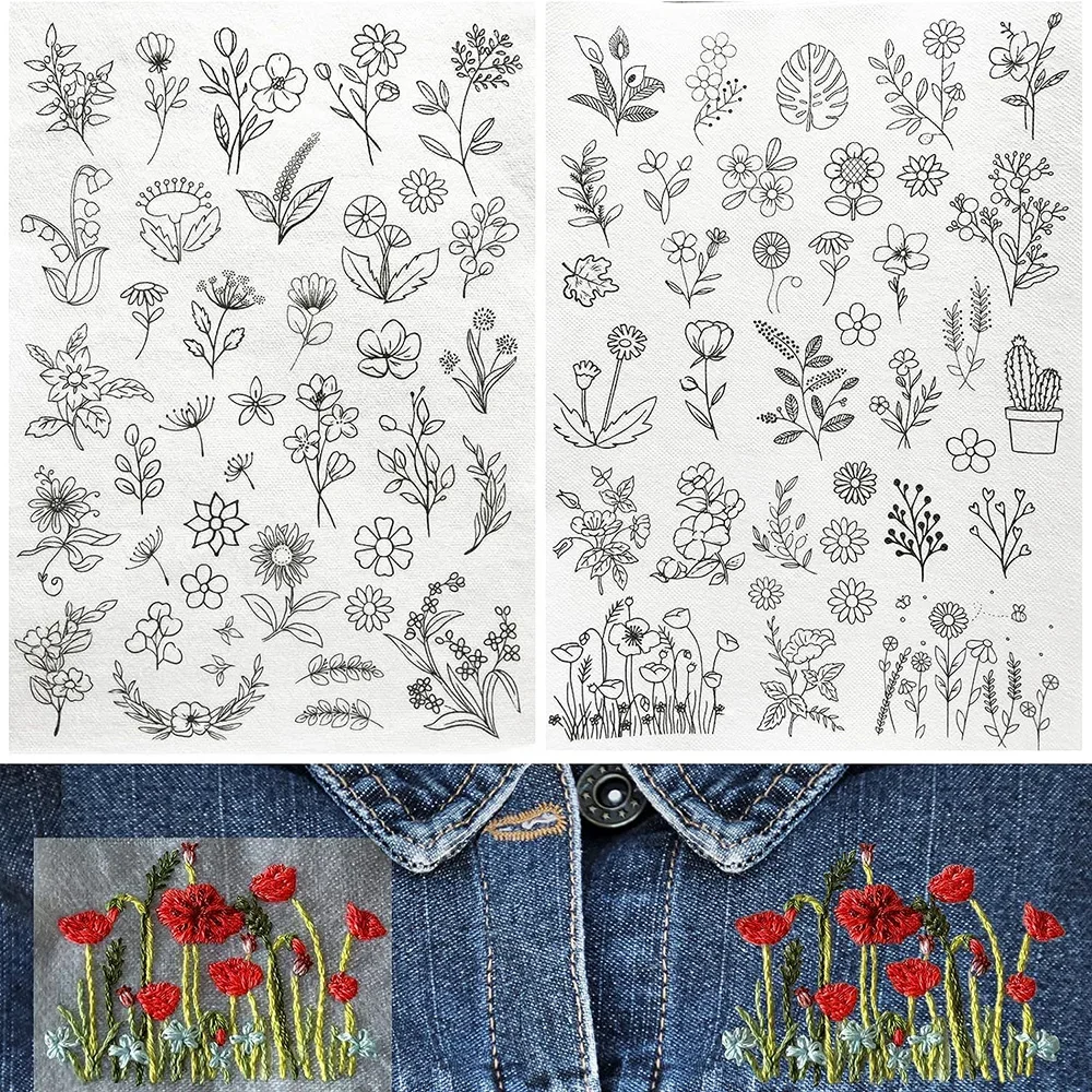 Hand Embroidery Pattern Stick Water Soluble Embroidery Stabiliser Transfer Patch Paper For Clothes