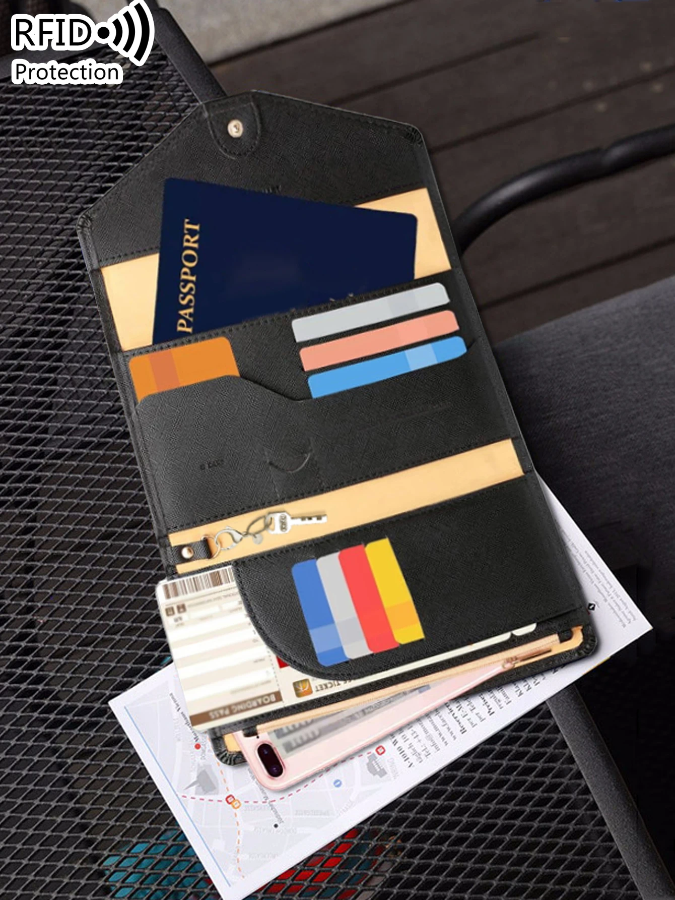 Travel Wallet RFID Passport Credit Card Holder Multi functional ID/Cash/Family Passport Set Passport