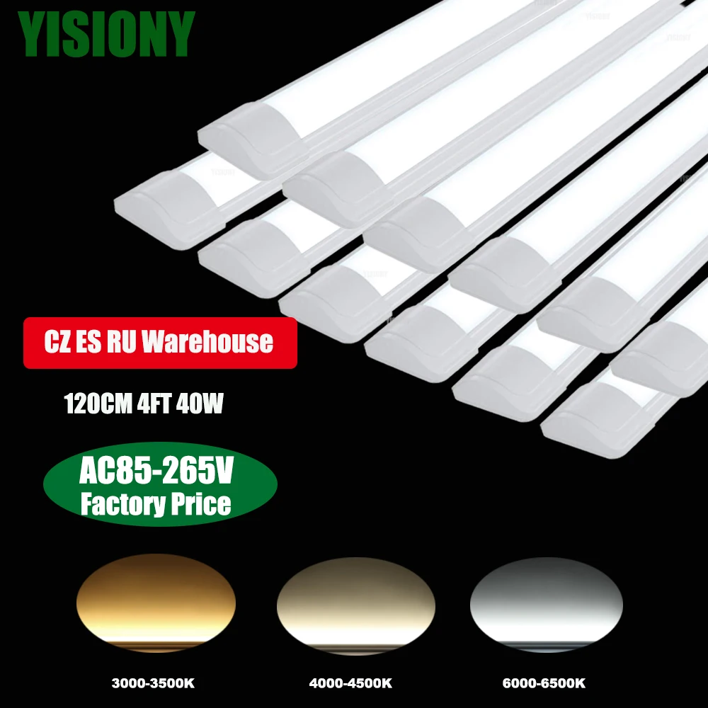YISIONY 12PCS 10PCS  5PCS 120CM LED Tube Lights 40W Linear LED Lamps Tube 85V-265V Surface Mounted