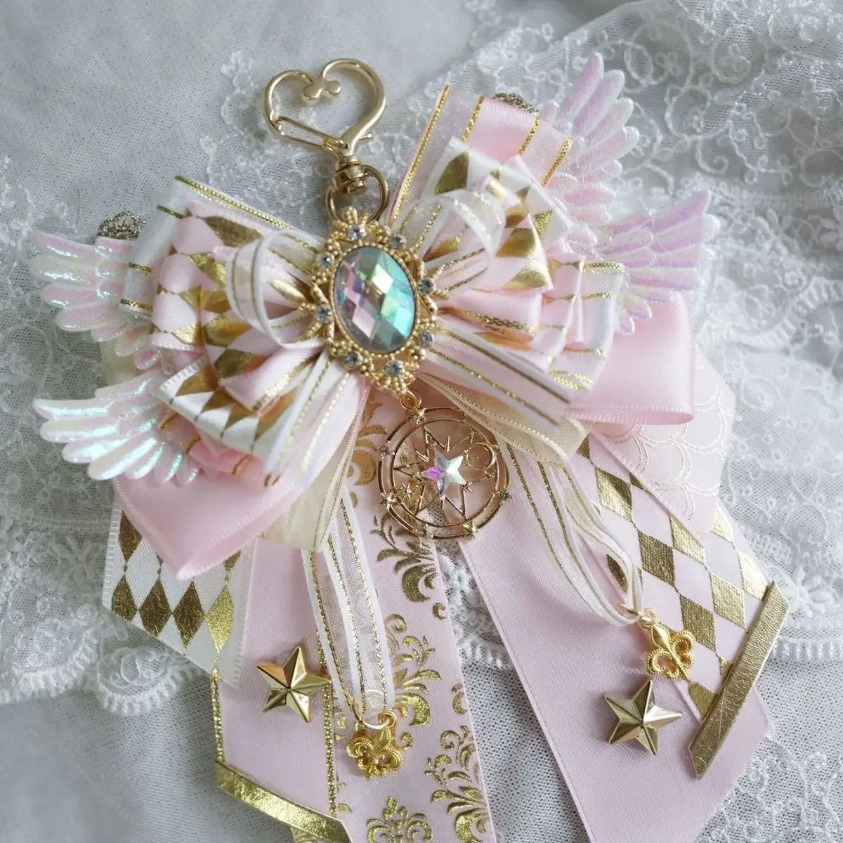 Luxury Anime Cosplay Crafts Bow Ribbon Ita Bag Carat Rod Accessories Lolita Backpack Decoration