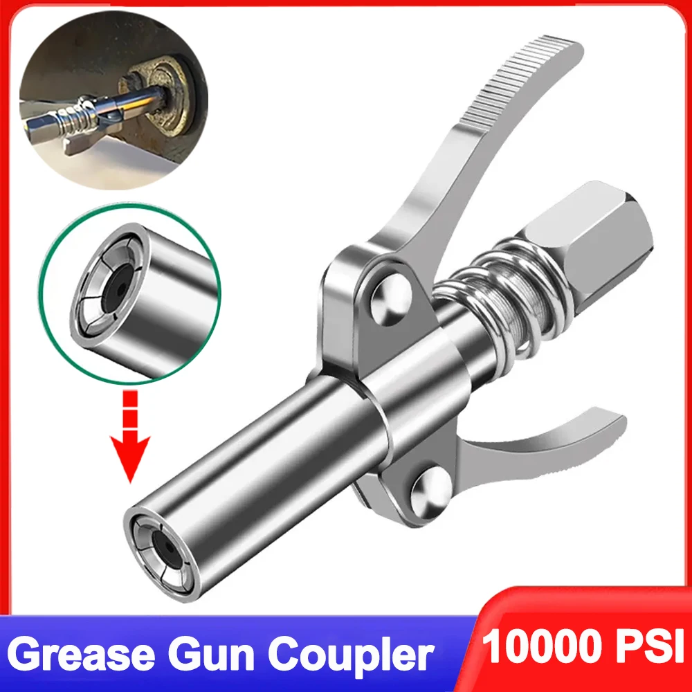 Grease Gun Coupler 10000 PSI NPTI/8 Oil Pump Quick Release Grease Tip Tool Car Syringe Lubricant Tip