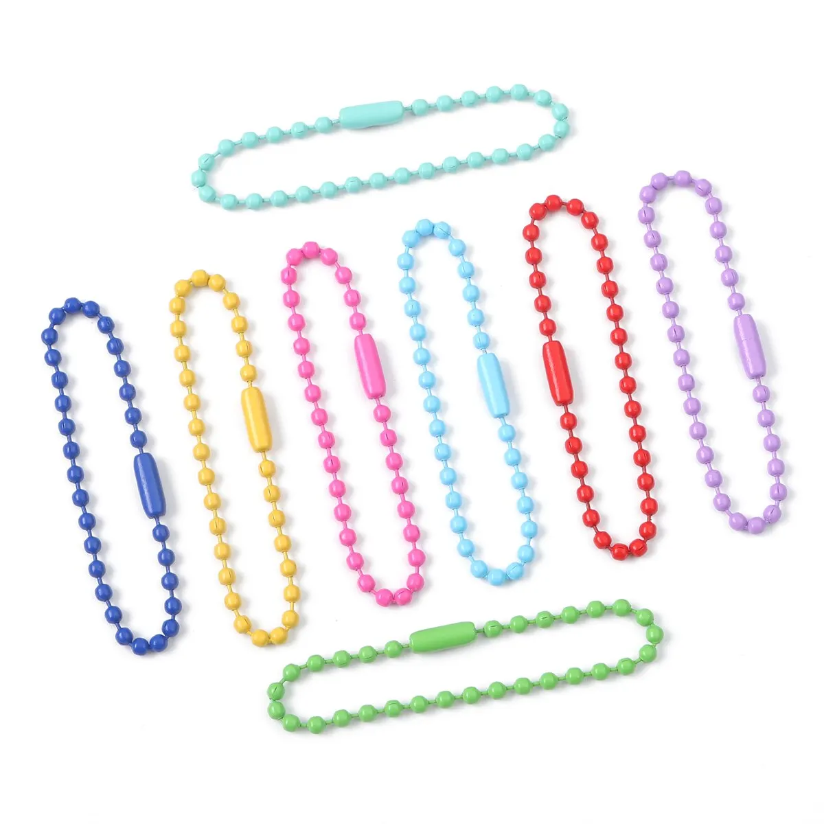 60pcs Iron Spray Painted Chain, Bead Chain Buckle, DIY Jewelry Accessories, Baking Paint, Color Tag