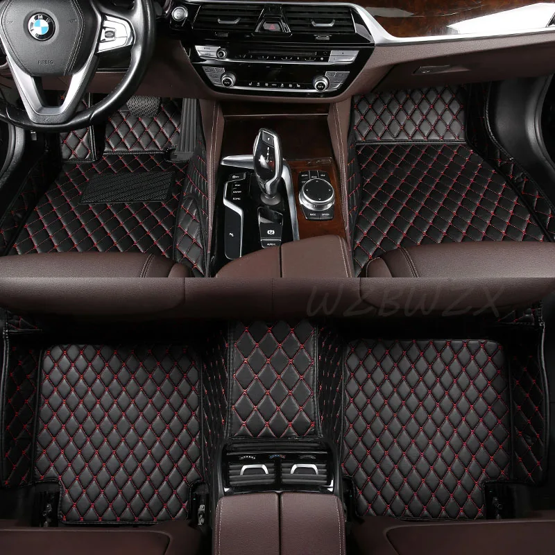 WZBWZX Custom Salon Leather Car Floor Mat For BMW All Medels X3 X1 X4 X5 X6 Z4 525 520 F30 F10 E46