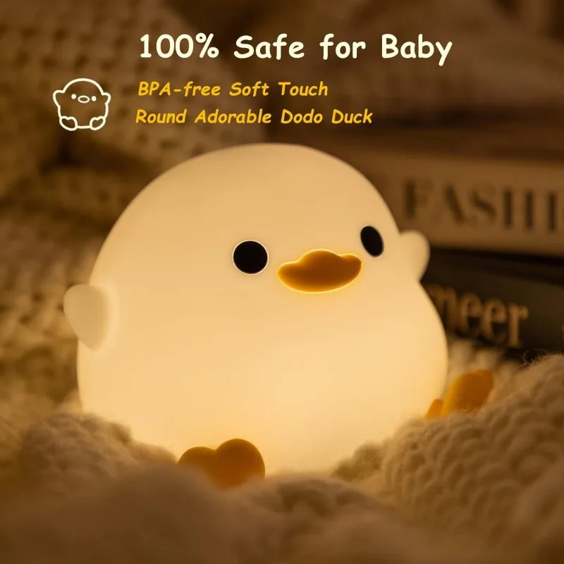 DoDo Duck Night Light Cute Duck Silicone Dimmable Nursery Nightlight  Rechargeable LED Bedside Lamp