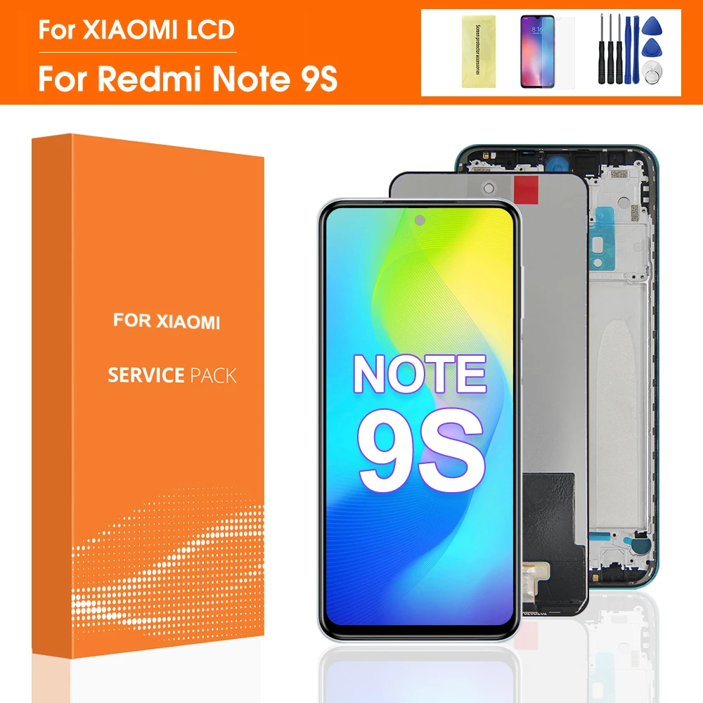 6.67'' LCD With Frame For Xiaomi Redmi Note 9S LCD Display Screen Digitizer For Redmi Note 9 PRO LCD