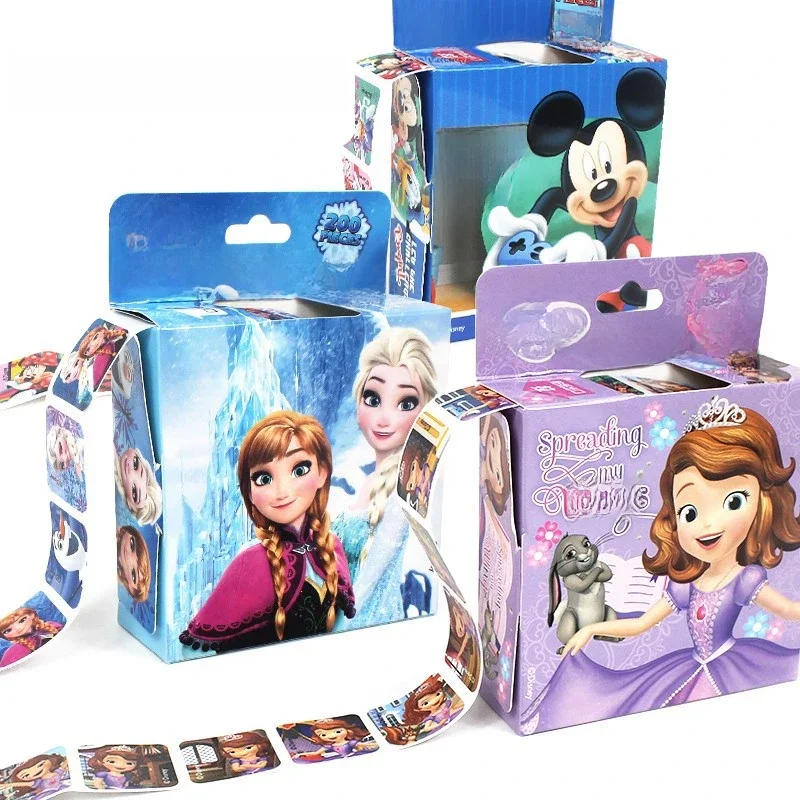 200 Sheets/Box Disney Cartoon Pull Out Stickers Princess Frozen Mickey Mouse Minnie Sticker Girl Boy