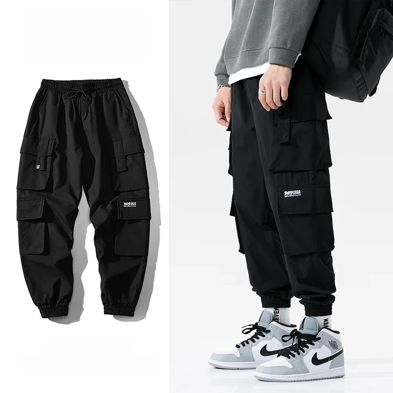 Streetwear Black Mens Harem Joggers Pants Men Cargo Pants 2024 Hip Hop Casual Pockets Sweatpants
