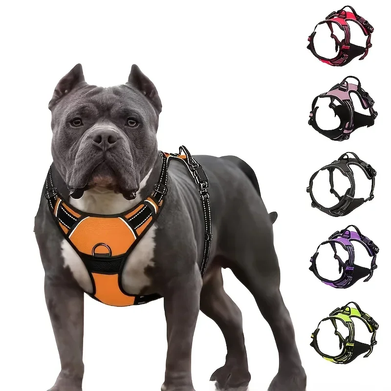 Adjustable Dog Harness Vest with Night Reflective Strip for Small Medium and Large Dogs for Outdoor